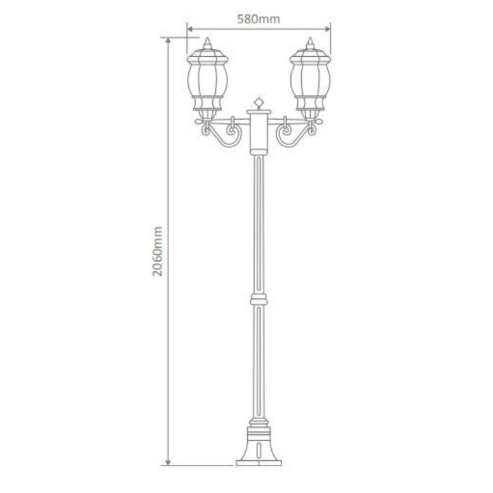 Domus GT-677 Vienna - Twin Head Medium Post Light-Domus Lighting-Ozlighting.com.au