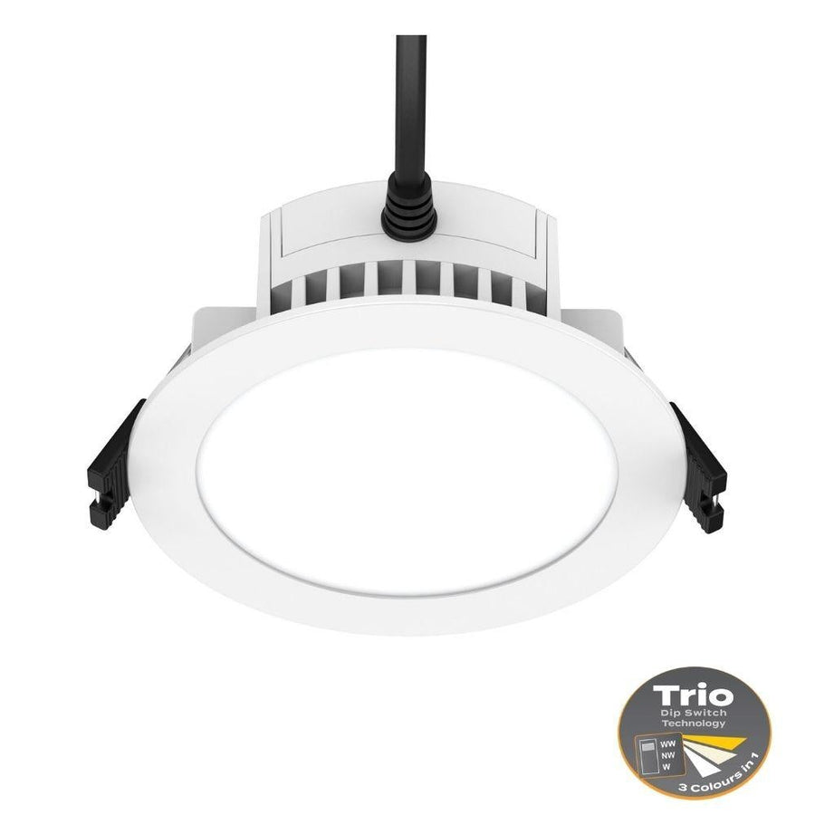 Domus HASTY - 8W LED Tri-Colour Dimmable Flat Face Downlight IP54-Domus Lighting-Ozlighting.com.au