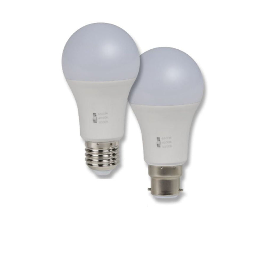 Domus KEY-GLS-TRIO - 12W LED Dimmable Tri-Colour GLS A60 Shape Frosted PC Globe - B22/E27-Domus Lighting-Ozlighting.com.au