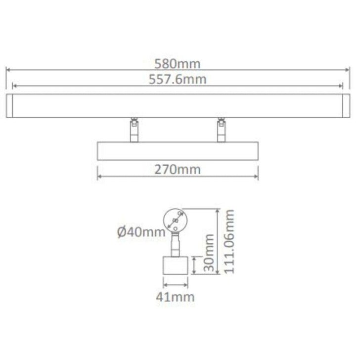 Domus MIRROR-10 - 10W LED Tri-Colour 580mm Wall Vanity or Picture Light-Domus Lighting-Ozlighting.com.au