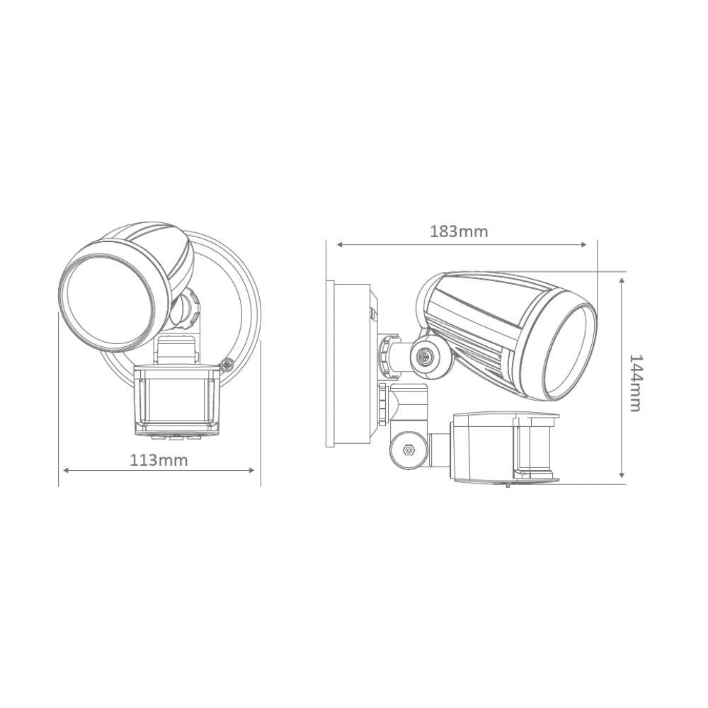 Domus MURO-13S - 13W LED Single Head Exterior Spotlight With Sensor IP44 5000K-Domus Lighting-Ozlighting.com.au