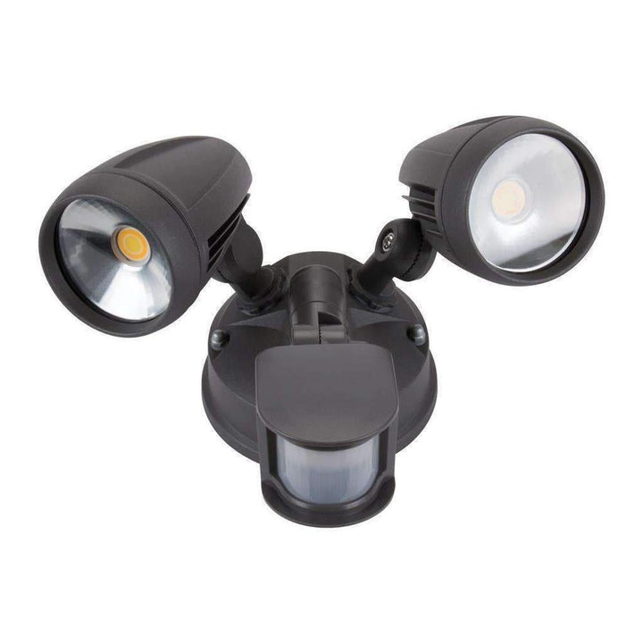 Domus MURO-PRO-30S - 30W LED Tri-Colour Twin Head Exterior Spotlight With Sensor IP44-Domus Lighting-Ozlighting.com.au