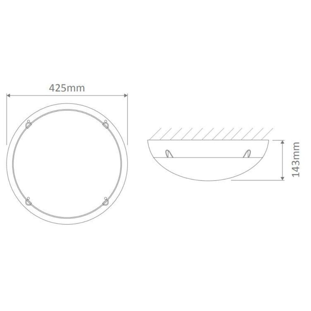 Domus POLYDOME - 250/340/425mm Round Polycarbonate Exterior Ceiling Light-Domus Lighting-Ozlighting.com.au