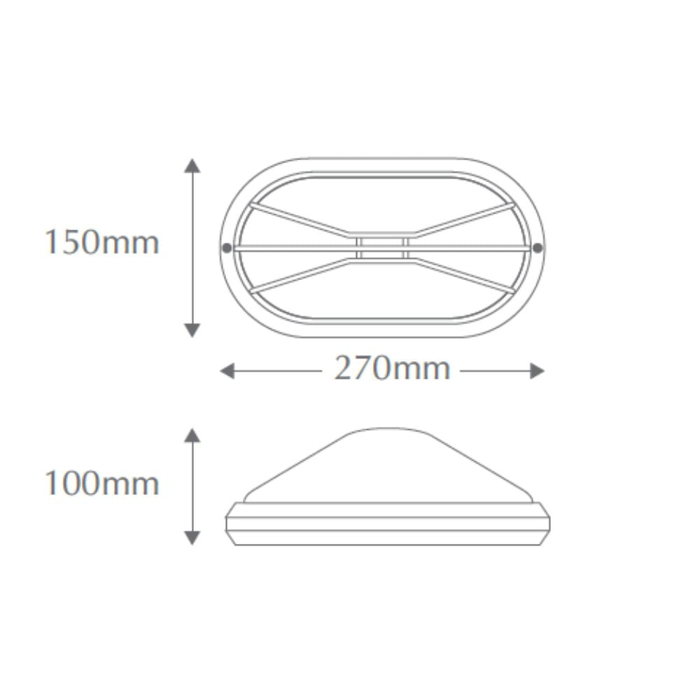 Domus POLYRING-SML-GRL - Oval Small Grille Fascia Polycarbonate Wall Light-Domus Lighting-Ozlighting.com.au