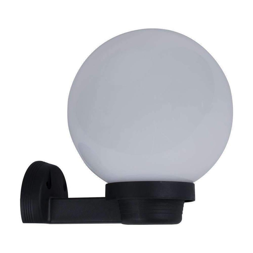 Domus POLYWALL-BLK - 200mm Polycarbonate Sphere & Arm Wall Light Black-Domus Lighting-Ozlighting.com.au