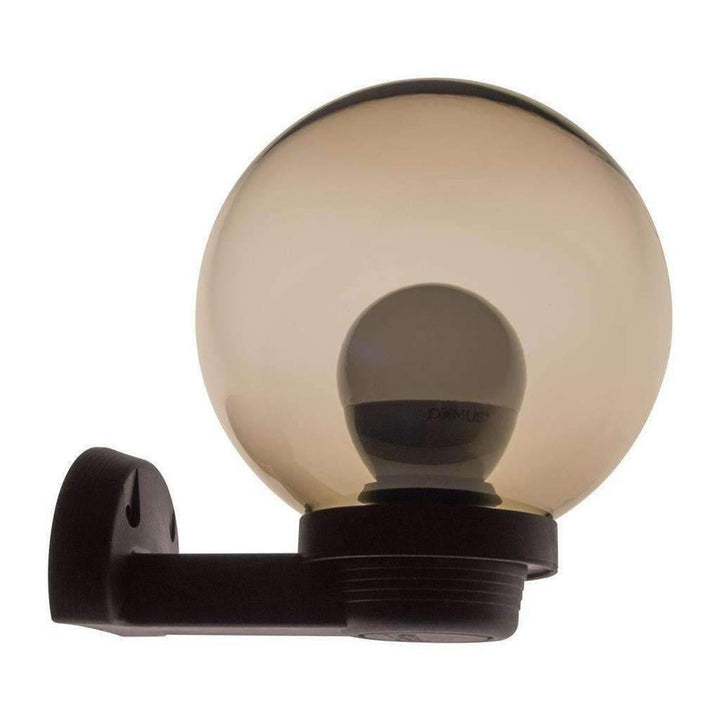 Domus POLYWALL-BLK - 200mm Polycarbonate Sphere & Arm Wall Light Black-Domus Lighting-Ozlighting.com.au