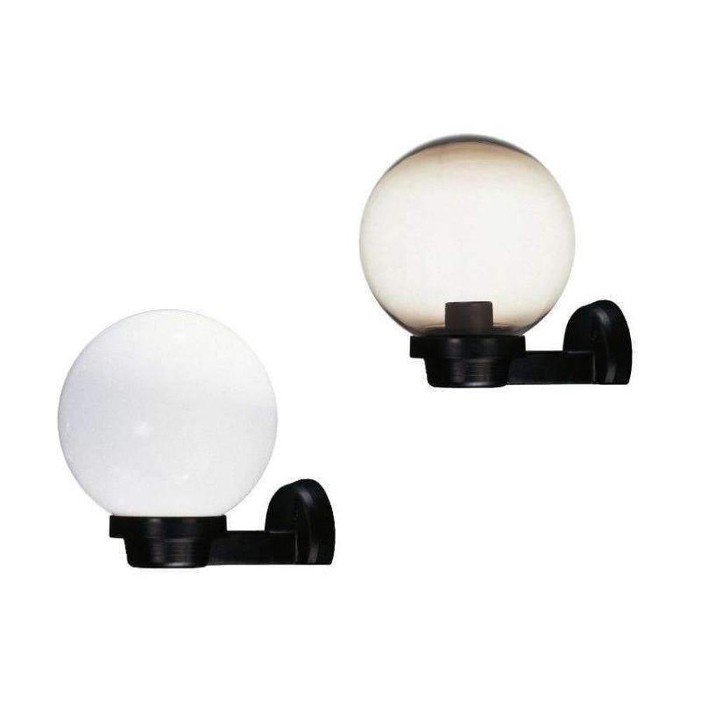 Domus POLYWALL-BLK - 200mm Polycarbonate Sphere & Arm Wall Light Black-Domus Lighting-Ozlighting.com.au