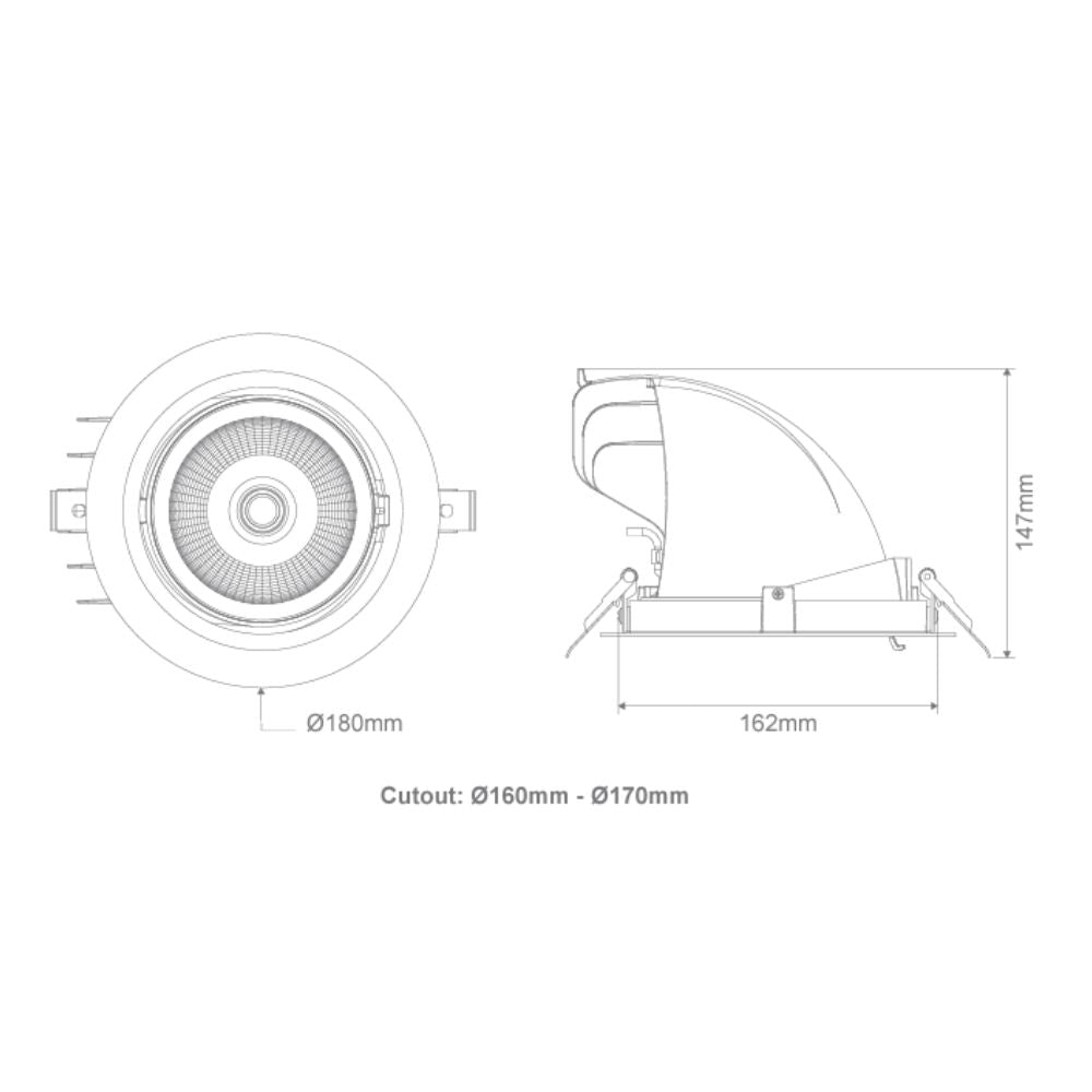 Domus SCOOP-25-TRIO - 25W LED Tri-Colour Dimmable Scoop Adjustable Downlight-Domus Lighting-Ozlighting.com.au