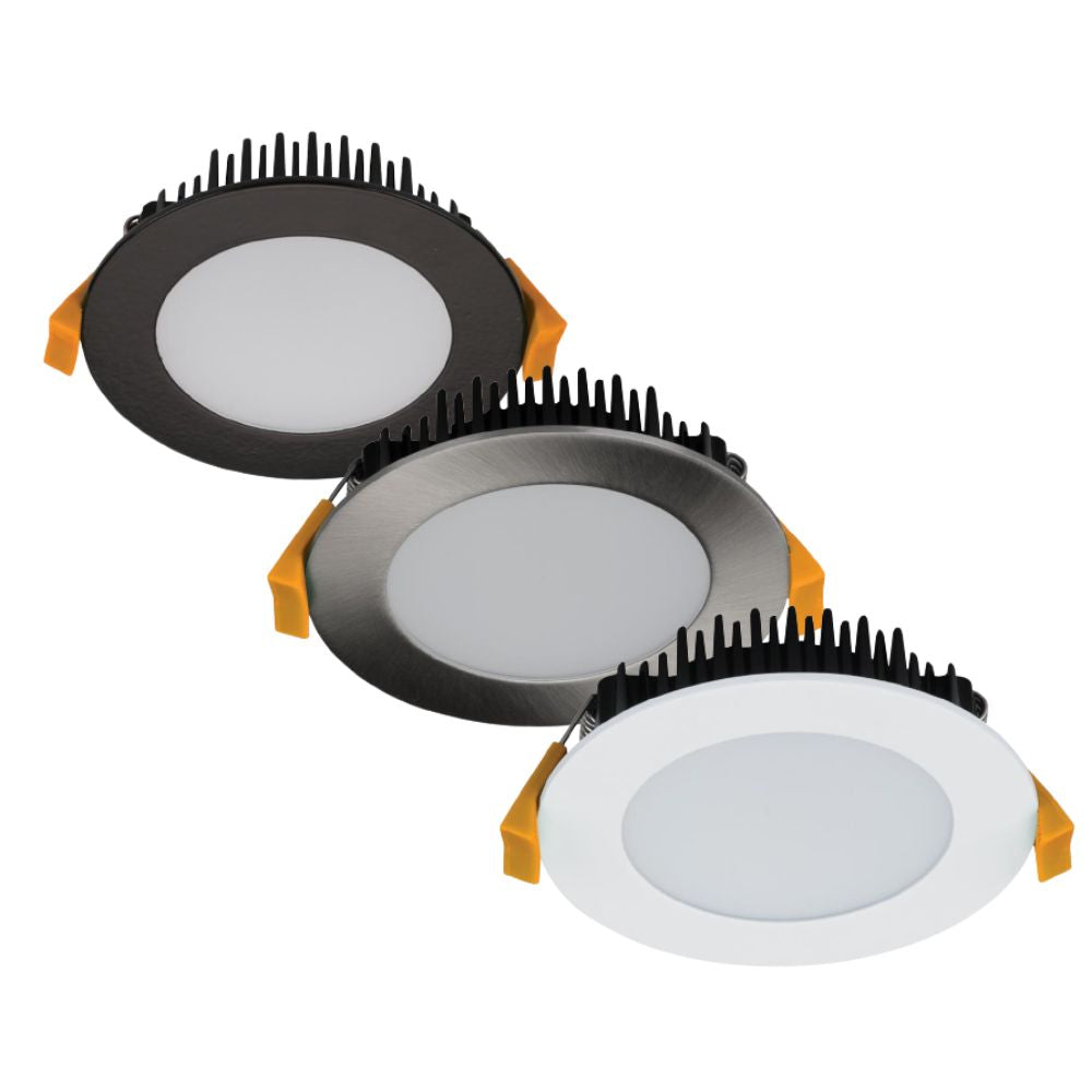 Domus TEK-13-DALI - DALI Dimmable 13W LED Tri-Colour Round Flat Face Downlight IP44-Domus Lighting-Ozlighting.com.au