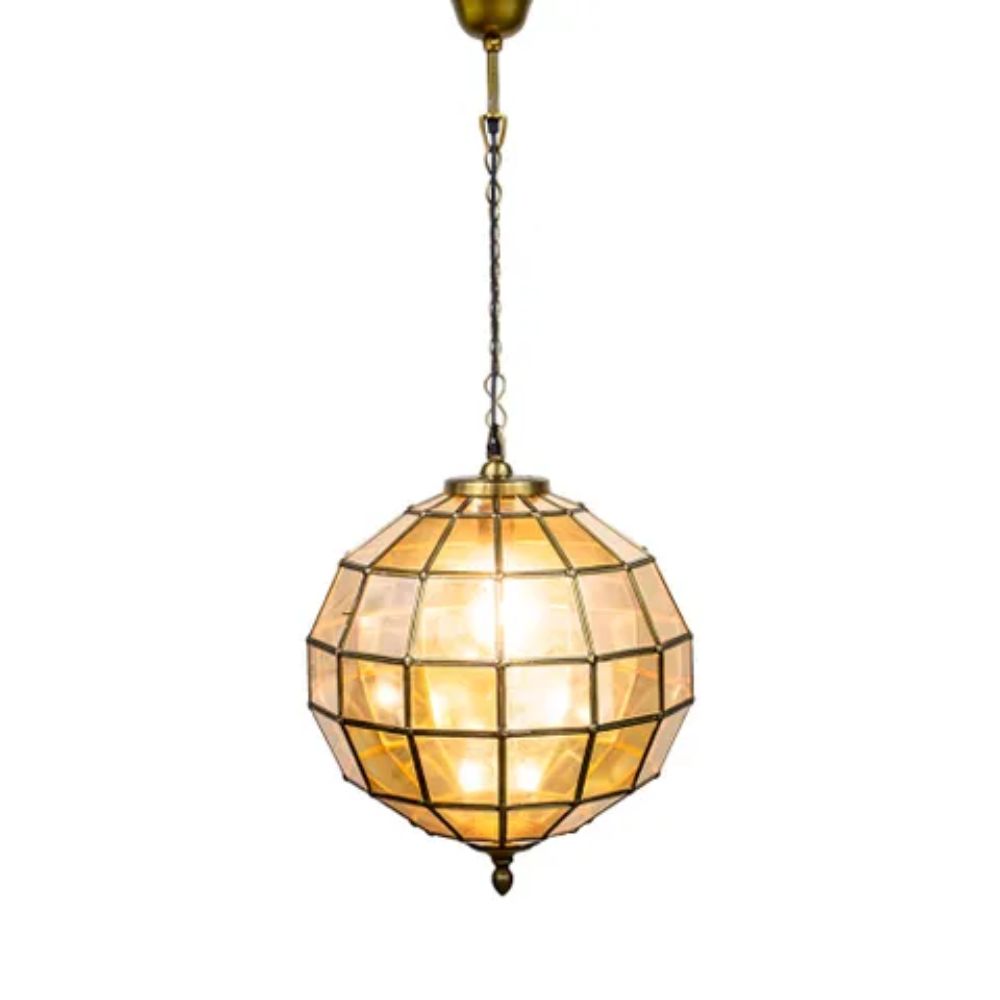 Emac & Lawton PRINCE ALBERT - 1 Light Medium Round Sphere Stained Glass Ceiling Pendant-Emac & Lawton-Ozlighting.com.au