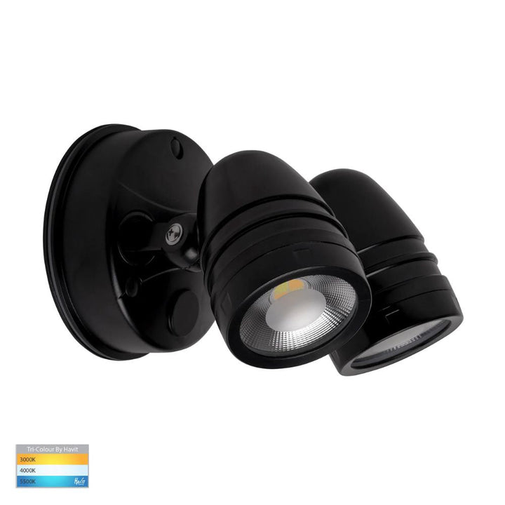 Havit FOCUS - 2x15W LED Twin Head Tri-Colour Exterior PC Spotlight IP65-Havit Lighting-Ozlighting.com.au