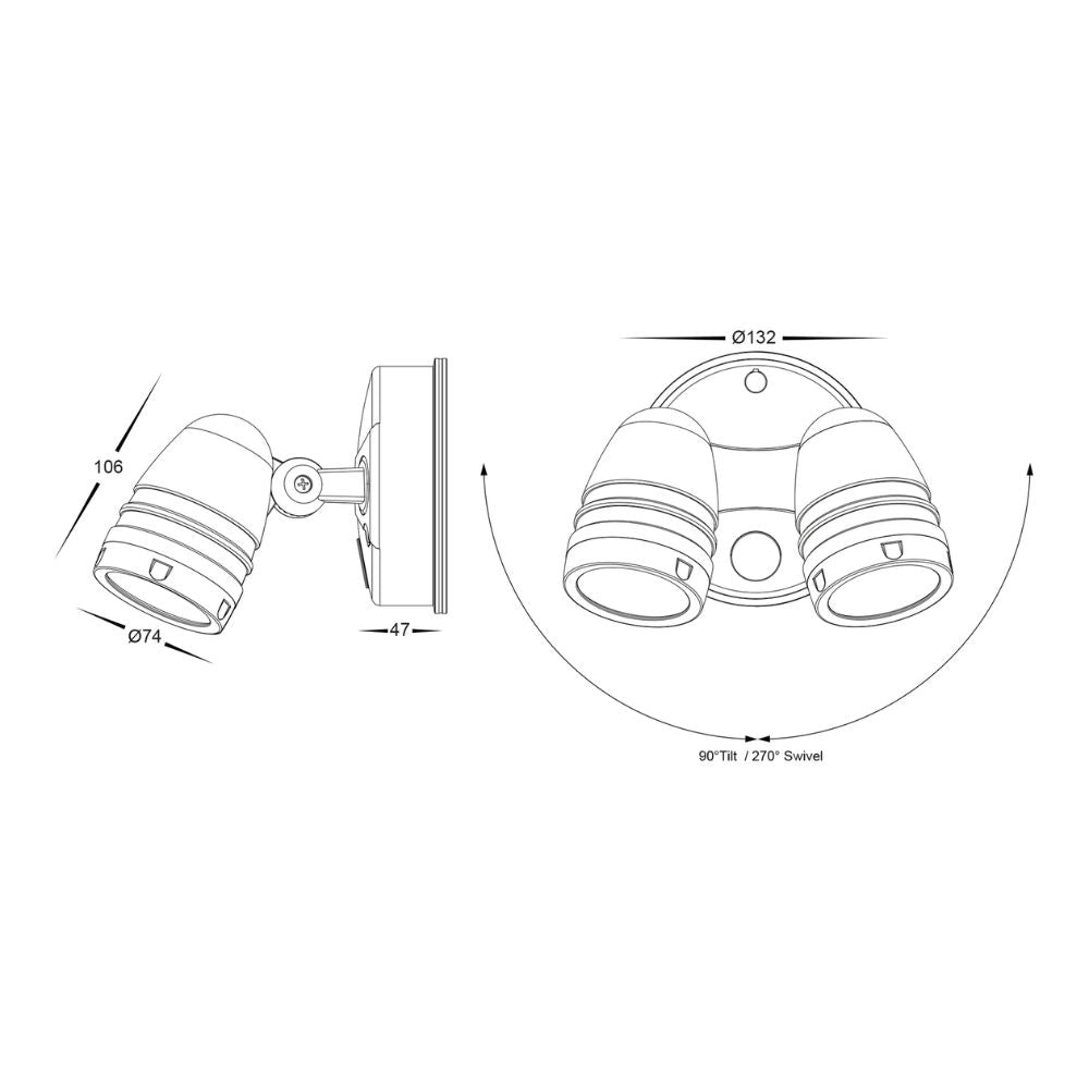 Havit FOCUS - 2x15W LED Twin Head Tri-Colour Exterior PC Spotlight IP65-Havit Lighting-Ozlighting.com.au