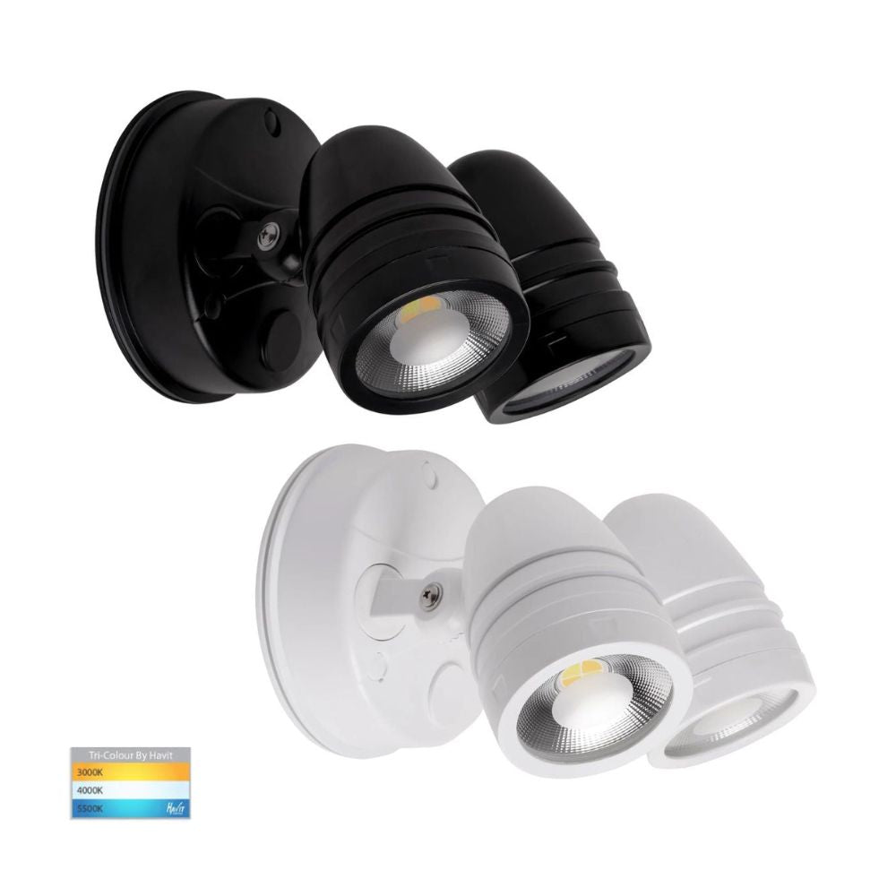 Havit FOCUS - 2x15W LED Twin Head Tri-Colour Exterior PC Spotlight IP65-Havit Lighting-Ozlighting.com.au