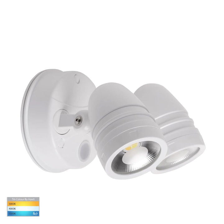 Havit FOCUS - 2x15W LED Twin Head Tri-Colour Exterior PC Spotlight With Sensor IP65-Havit Lighting-Ozlighting.com.au