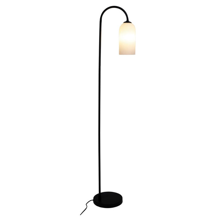 Oriel ARLINGTON - Black Metal Floor Lamp With Opal Matte Glass Shade-Oriel Lighting-Ozlighting.com.au