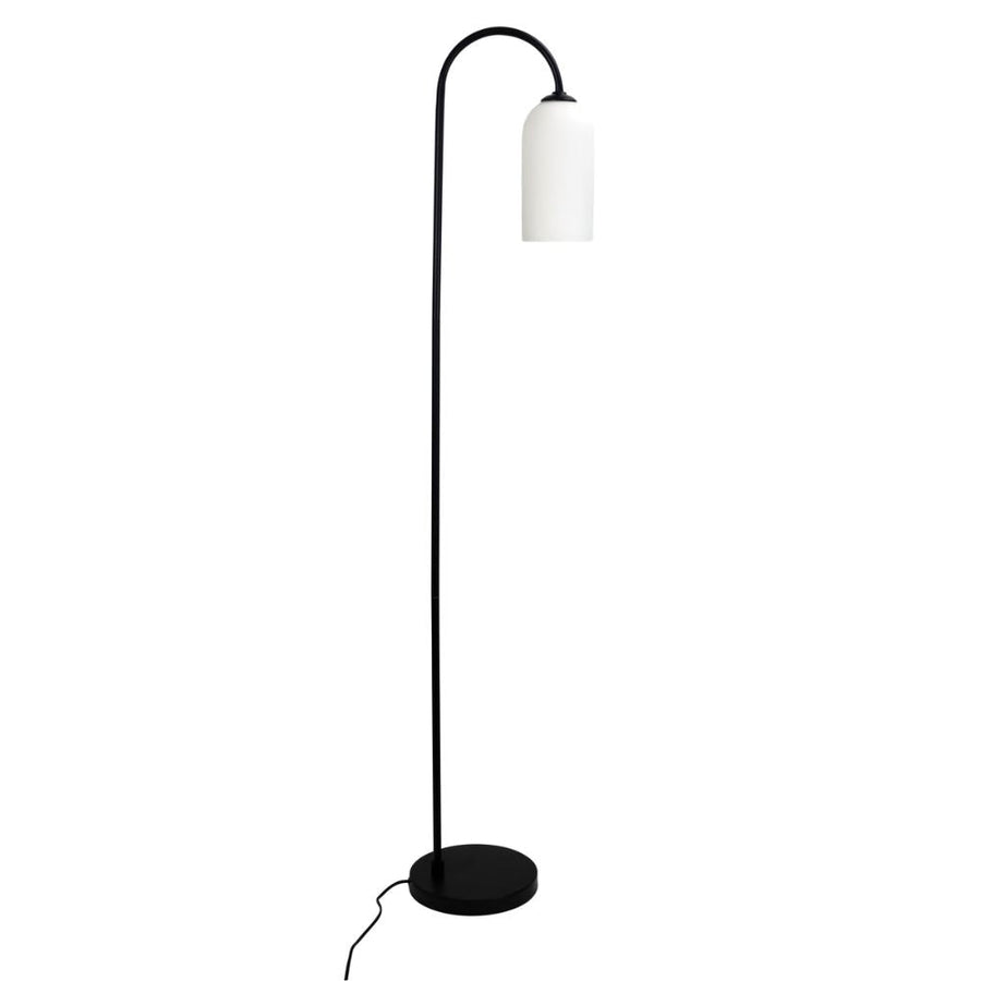 Oriel ARLINGTON - Black Metal Floor Lamp With Opal Matte Glass Shade-Oriel Lighting-Ozlighting.com.au