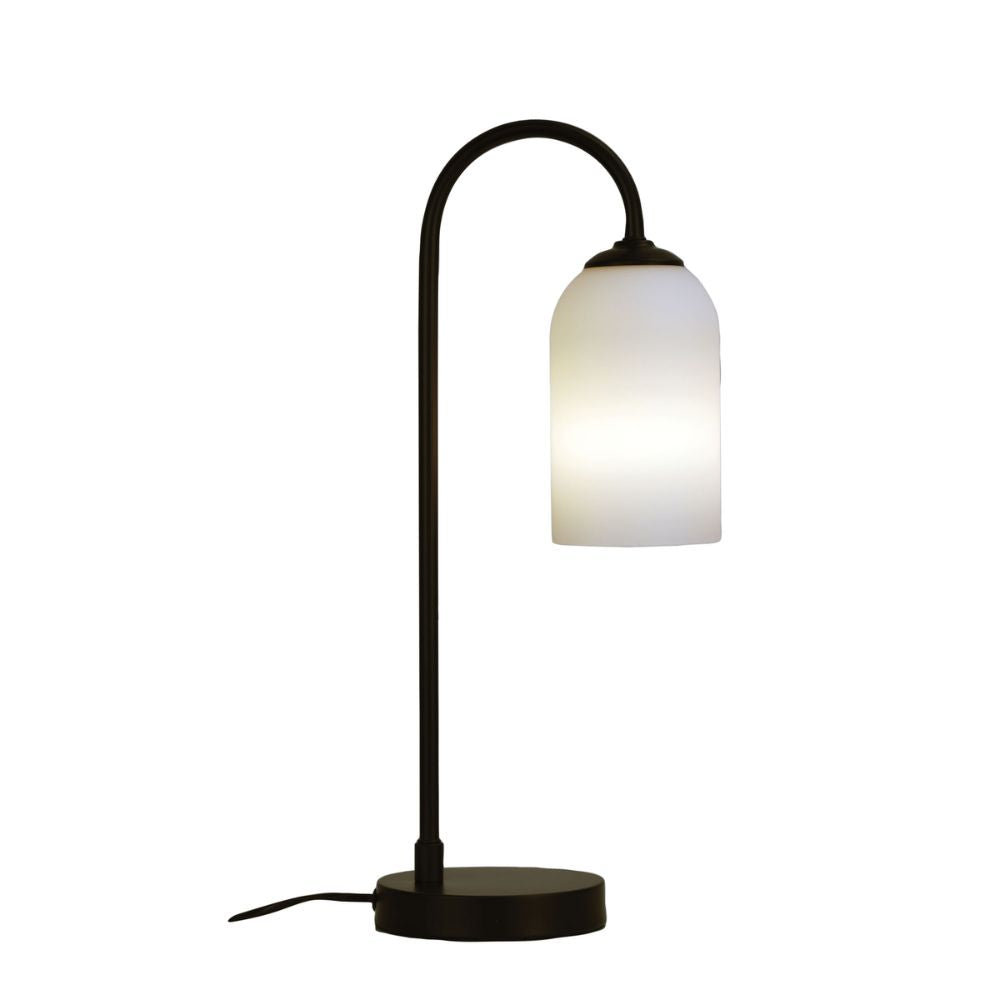 Oriel ARLINGTON - Black Metal Table Lamp With Opal Matte Glass Shade-Oriel Lighting-Ozlighting.com.au