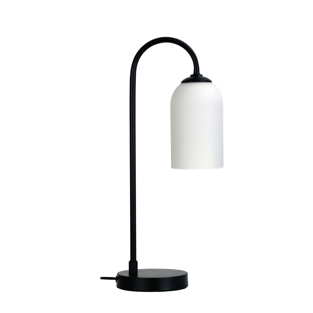 Oriel ARLINGTON - Black Metal Table Lamp With Opal Matte Glass Shade-Oriel Lighting-Ozlighting.com.au