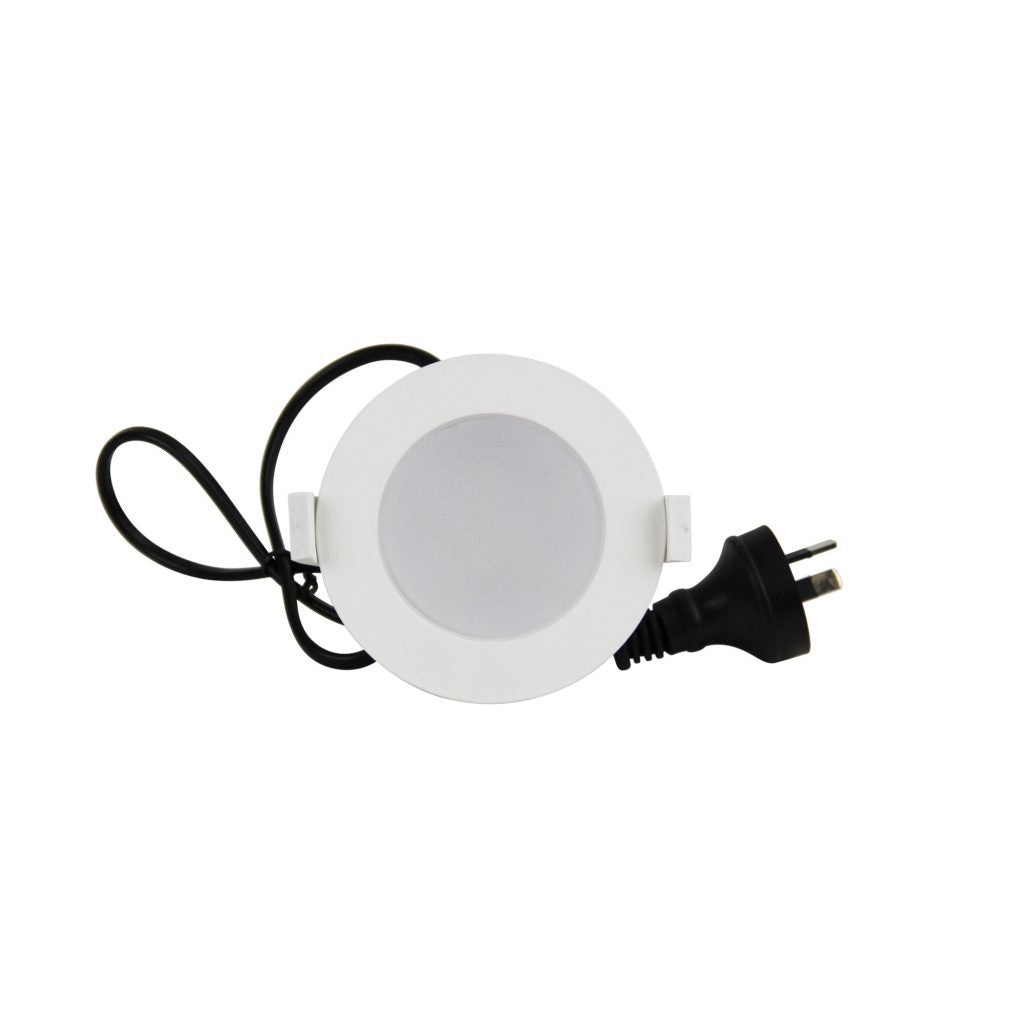 Oriel AURORA-MINI - 8W LED Tri-Colour Dimmable Round Flat Face PC Downlight IP44-Oriel Lighting-Ozlighting.com.au