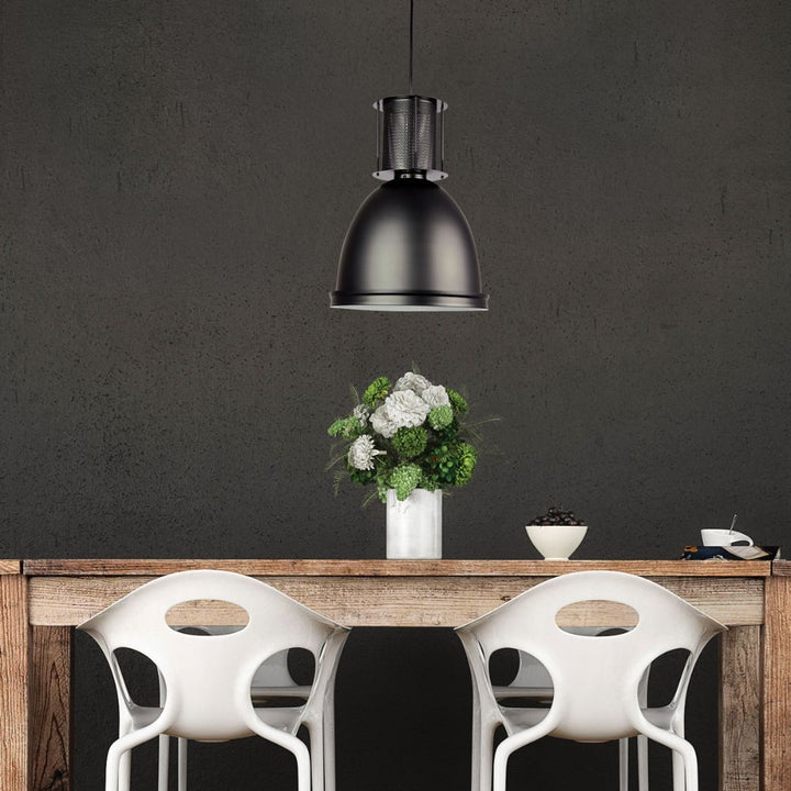 Oriel BAY - 1 Light Black Retro Industrial Single Pendant-Oriel Lighting-Ozlighting.com.au