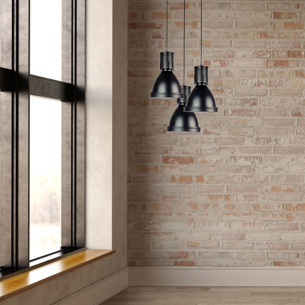 Oriel BAY - 1 Light Black Retro Industrial Single Pendant-Oriel Lighting-Ozlighting.com.au