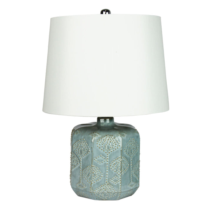 Oriel BIKKI - Embossed Ceramic Lamp with Harp Shade-Oriel Lighting-Ozlighting.com.au