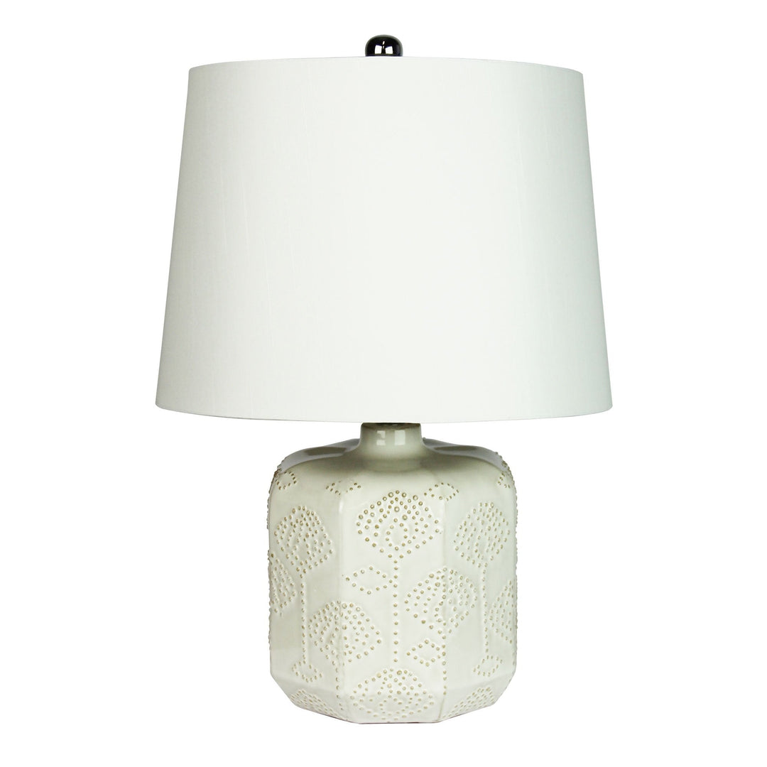 Oriel BIKKI - Embossed Ceramic Lamp with Harp Shade-Oriel Lighting-Ozlighting.com.au