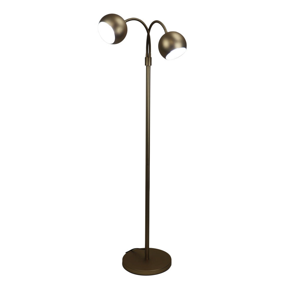 Oriel BOBO-FL - Twin Flexible Neck Floor Lamp - Satin Brass-Oriel Lighting-Ozlighting.com.au