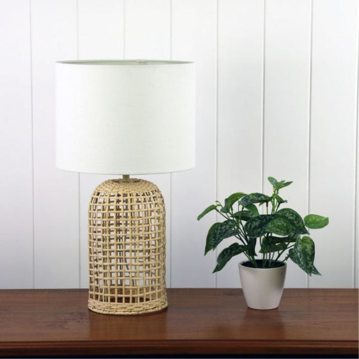 Oriel BRIZO - Rattan Table Lamp Base with Shade-Oriel Lighting-Ozlighting.com.au