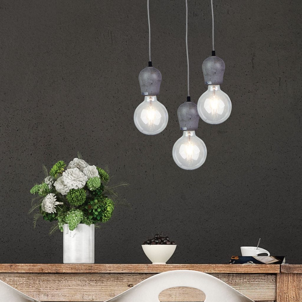 Oriel CHUNK - 1 Light Urban Concrete Suspension Cable Pendant-Oriel Lighting-Ozlighting.com.au