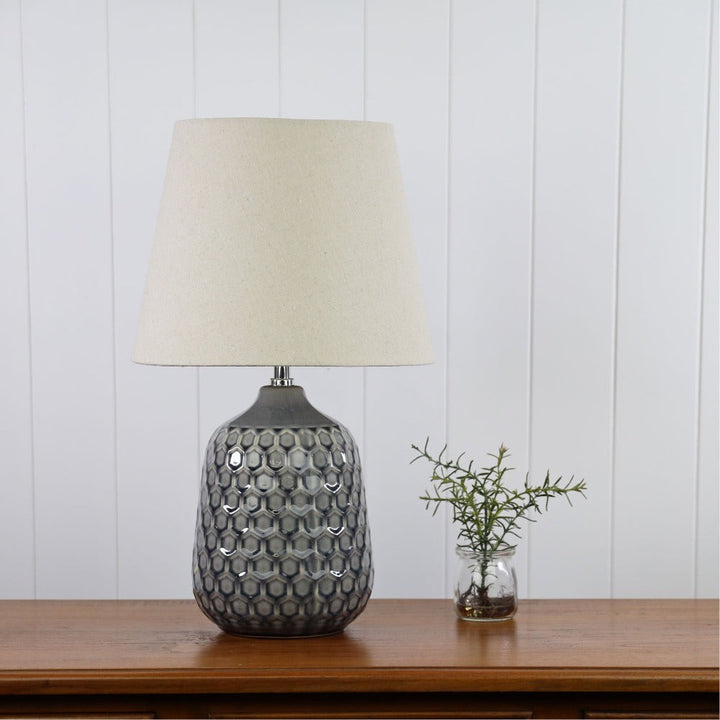 Oriel DARIA - Ceramic Table Lamp with Shade-Oriel Lighting-Ozlighting.com.au