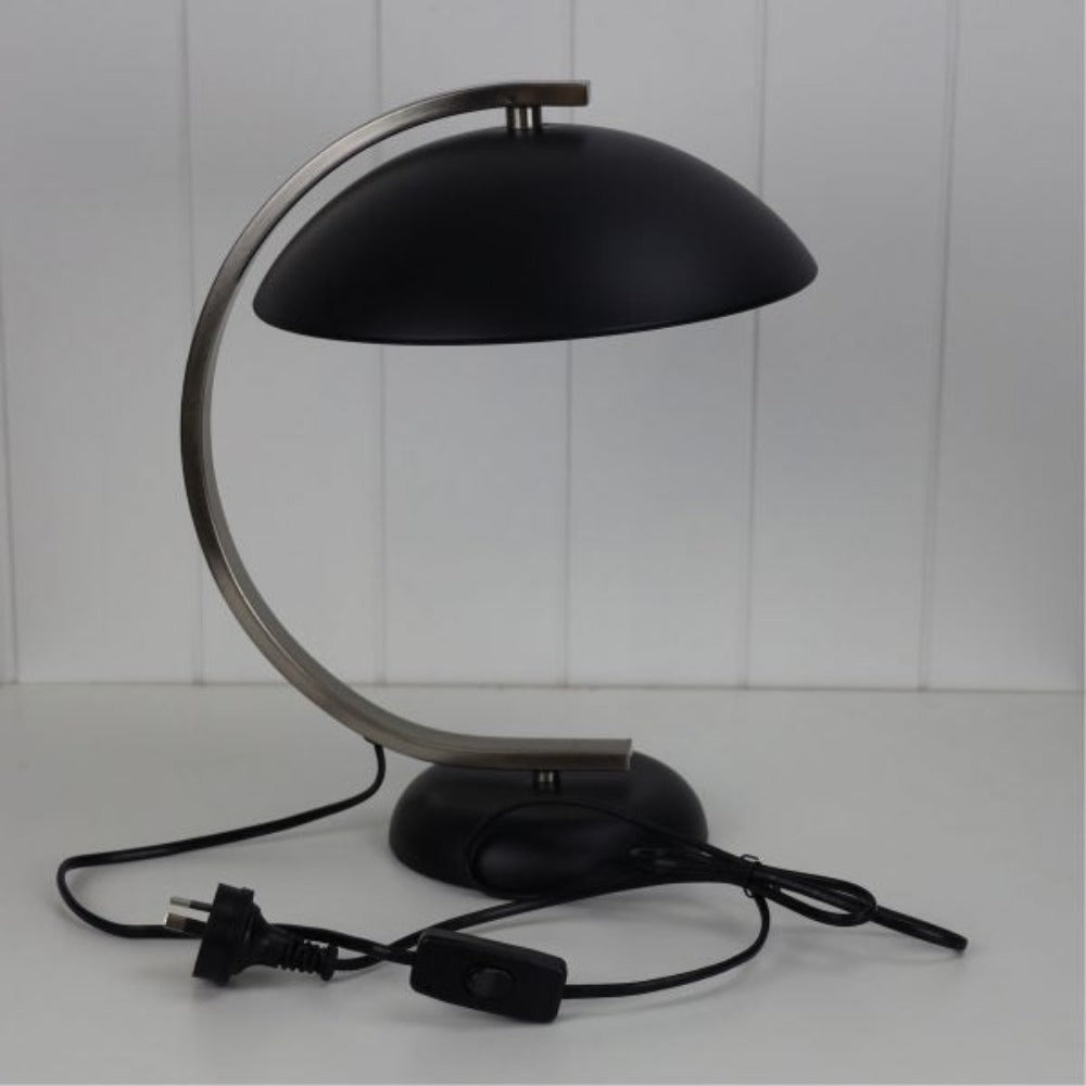 Oriel DECO - Black Brushed Chrome Table Lamp-Oriel Lighting-Ozlighting.com.au