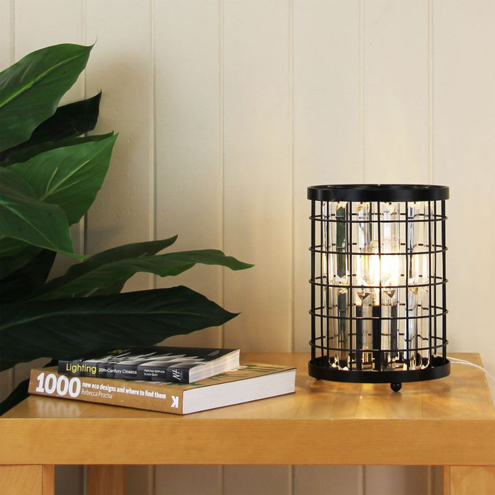 Oriel DELAWARE - Crystal Caged Bedside Table Lamp-Oriel Lighting-Ozlighting.com.au