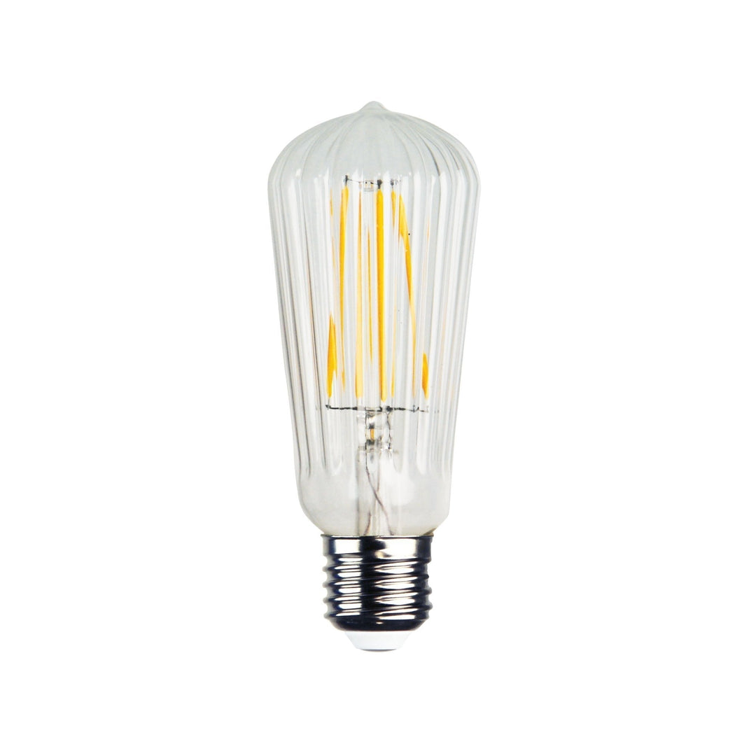 Oriel GLOBE-LF-ST64 - 2W LED Pear ST64 Shape Filament Ribbed Glass Clear Globe 2200K - E27-Oriel Lighting-Ozlighting.com.au