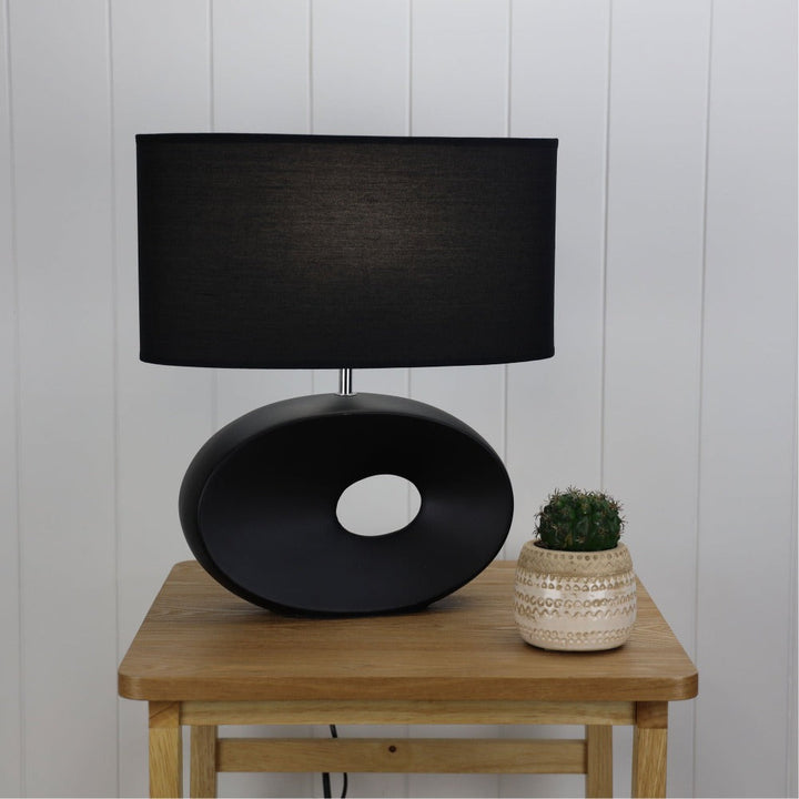 Oriel LOUISE-TL - Ceramic Table Lamp with Shade-Oriel Lighting-Ozlighting.com.au