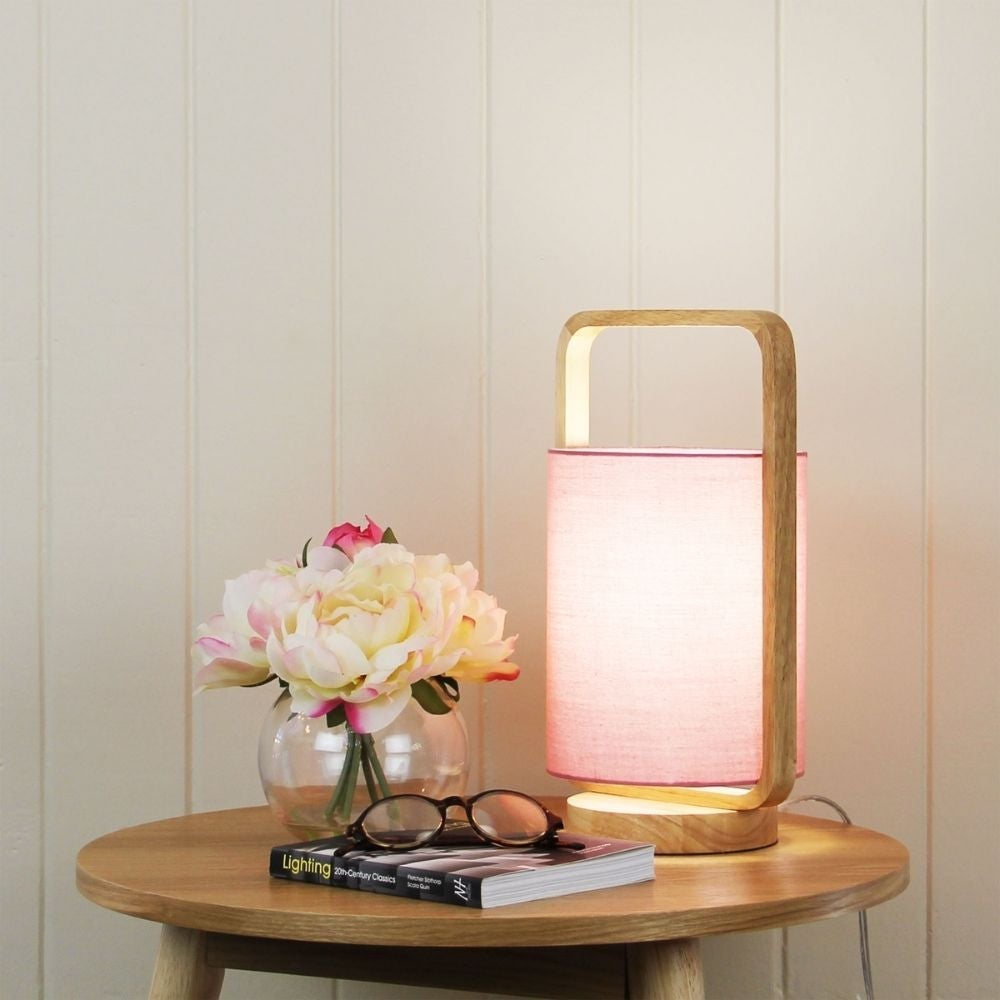 Oriel LUCIA - Natural Timber and Cotton Table Lamp-Oriel Lighting-Ozlighting.com.au