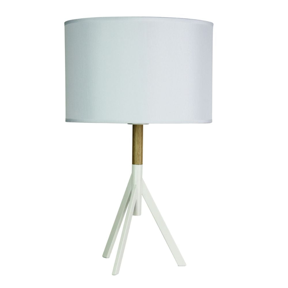 Oriel MICKY - Scandi Timber & Metal Table Lamp with Cotton Shade-Oriel Lighting-Ozlighting.com.au