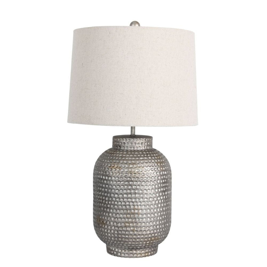 Oriel PALMA - Rustic Beaten Silver Urn Resin Table Lamp-Oriel Lighting-Ozlighting.com.au