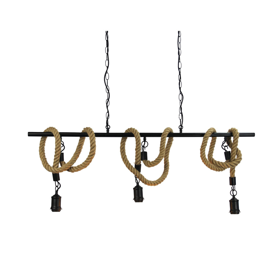 Oriel ROPE.3 - 3 Light Matt Black and Coir Rope Bar Pendant-Oriel Lighting-Ozlighting.com.au