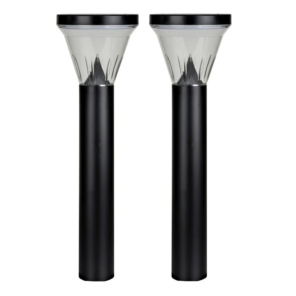 Solar Lighting Direct SLDBL0026 - Solar Powered 2 Pack 1W LED IP44 Polycarbonate Bollard Spike Light Kit Black - 3000K-Solar Lighting Direct-Ozlighting.com.au