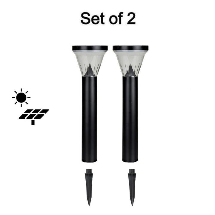 Solar Lighting Direct SLDBL0026 - Solar Powered 2 Pack 1W LED IP44 Polycarbonate Bollard Spike Light Kit Black - 3000K-Solar Lighting Direct-Ozlighting.com.au