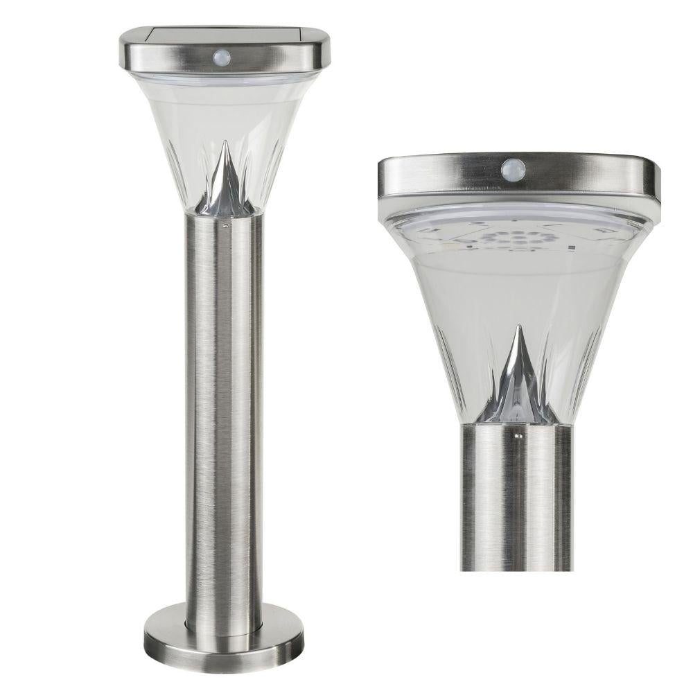 Solar Lighting Direct SLDBL0026/27 - Solar Powered 2.6W LED IP44 Bollard Spike Light With Sensor Stainless Steel - 3000K-Solar Lighting Direct-Ozlighting.com.au