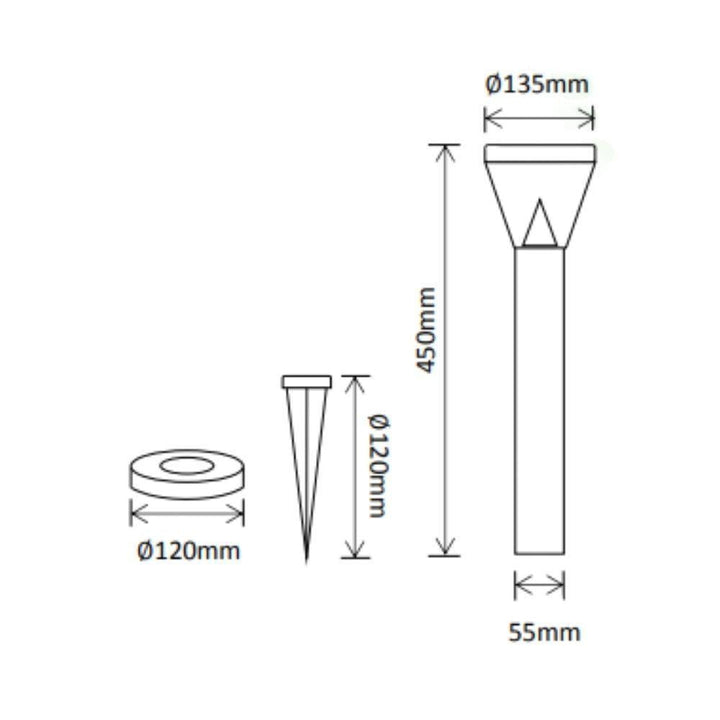 Solar Lighting Direct SLDBL0026/27 - Solar Powered 2.6W LED IP44 Bollard Spike Light With Sensor Stainless Steel - 3000K-Solar Lighting Direct-Ozlighting.com.au