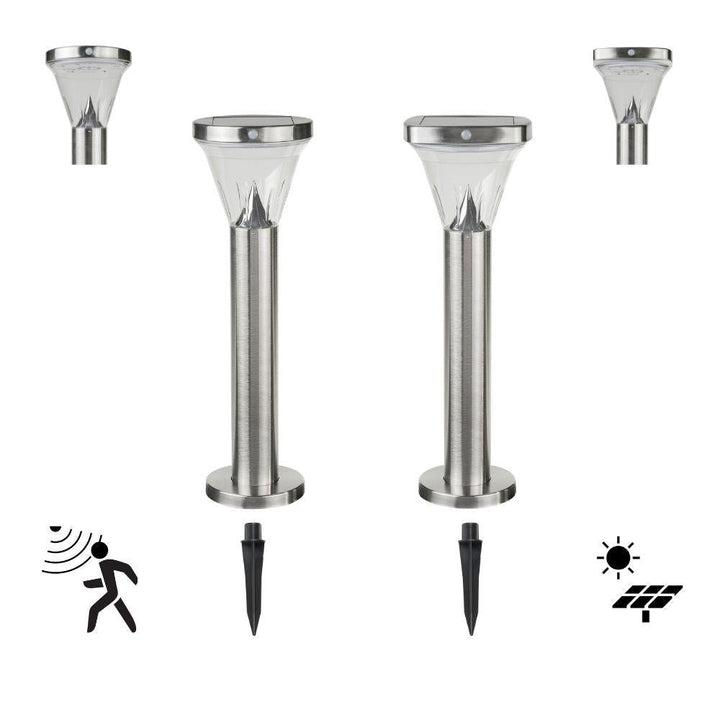 Solar Lighting Direct SLDBL0026/27 - Solar Powered 2.6W LED IP44 Bollard Spike Light With Sensor Stainless Steel - 3000K-Solar Lighting Direct-Ozlighting.com.au