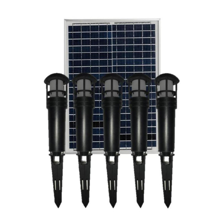 Solar Lighting Direct SLDBLK-5 - Solar Powered 5 Pack 3W IP65 LED Polycarbonate Bollard Spike Light Kit With Remote Panel Black 3000K-Solar Lighting Direct-Ozlighting.com.au