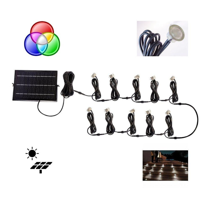 Solar Lighting Direct SLDDLK-10RGB - Solar Powered 10 Pack LED Deck Light IP65 Plug'n'Play DIY Kit RGB Colour Change-Solar Lighting Direct-Ozlighting.com.au