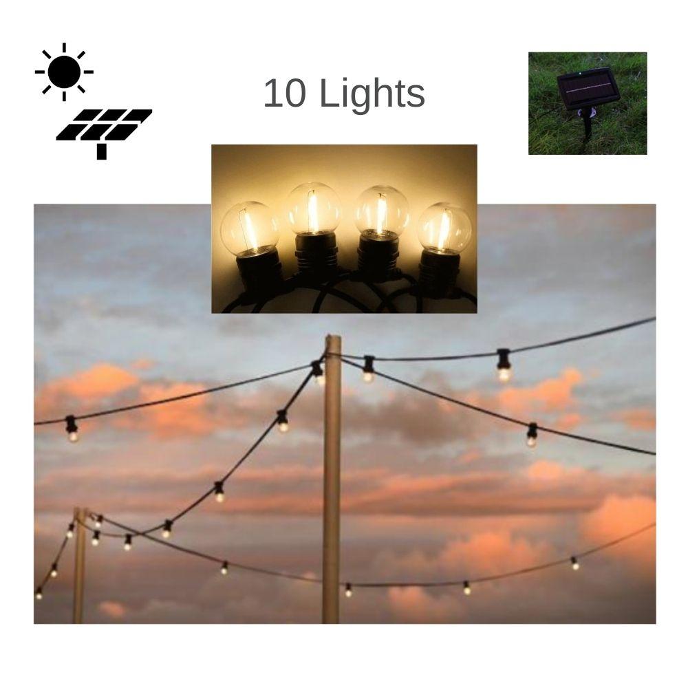 Solar Lighting Direct SLDFES-10W - Solar Powered 10 Light 1W IP65 LED Festoon Light Kit 3000K-Solar Lighting Direct-Ozlighting.com.au