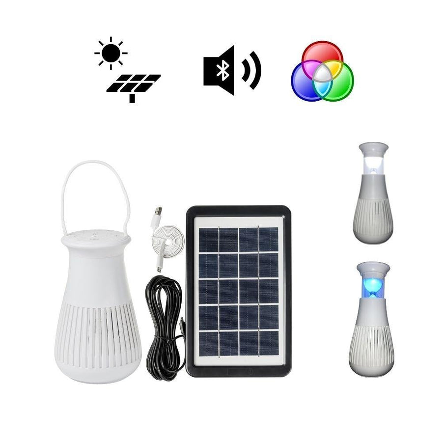 Solar Lighting Direct SLDL0813-BT - Solar Powered 3W Portable Bluetooth Speaker Multi-Purpose LED Lantern Lamp Camping Light IP20 5000K+RGB-Solar Lighting Direct-Ozlighting.com.au