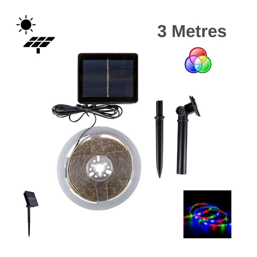 Solar Lighting Direct SLDSTRIP-RGB - Solar Powered 3 Metre IP65 LED Strip Light Kit RGB Colour Change-Solar Lighting Direct-Ozlighting.com.au