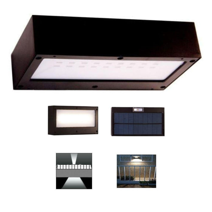 Solar Lighting Direct SLDWL228 - Solar Powered 3.8W LED Modern Exterior Up/Down Wall Light IP44 3000K-Solar Lighting Direct-Ozlighting.com.au